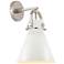 Newton Metal Cone 14.25" High Polished Nickel Sconce With Matte White