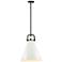 Newton Metal Cone 14" Wide Matte Black Stemmed Pendant w/ Matte White