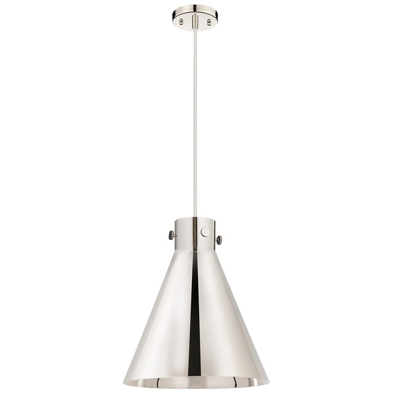 Image 1 Newton Metal Cone 14"W Polished Nickel Cord Pendant