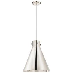 Newton Metal Cone 14"W Polished Nickel Cord Pendant