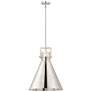 Newton Metal Cone 16"W Polished Nickel Stem Pendant