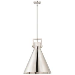 Newton Metal Cone 16"W Polished Nickel Stem Pendant
