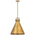 Newton Metal Cone 18"W Brushed Brass Stemmed Pendant w/ Brushed Brass
