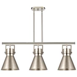 Newton Metal Cone 42" Wide 3 Light Satin Nickel Shade Island Light