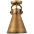 Newton Metal Cone 8" Wide Brushed Brass Flush Mount w/ Brushed Brass S