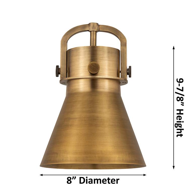 Image 4 Newton Metal Cone 8"W Brushed Brass Corded Pendant w/ Brushed Brass Sh more views