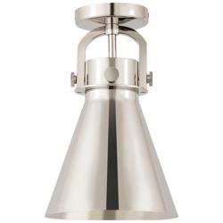 Newton Metal Cone 8"W Polished Nickel Flush Mount w/ Polished Nickel S