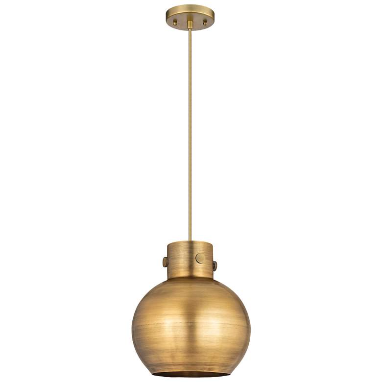 Image 1 Newton Metal Sphere 10"W Brushed Brass Corded Pendant w/ Brass Shade