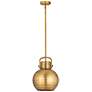Newton Metal Sphere 10"W Brushed Brass Stemmed Pendant w/ Brass Shade
