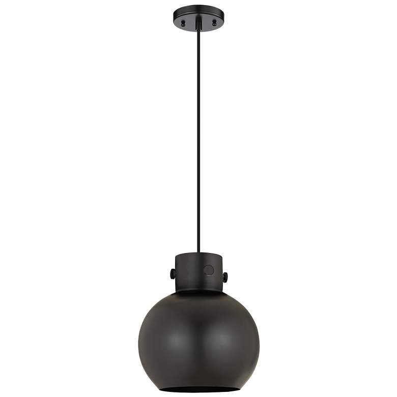 Image 1 Newton Metal Sphere 10"W Matte Black Cord Hung Pendant w/ Matte Black