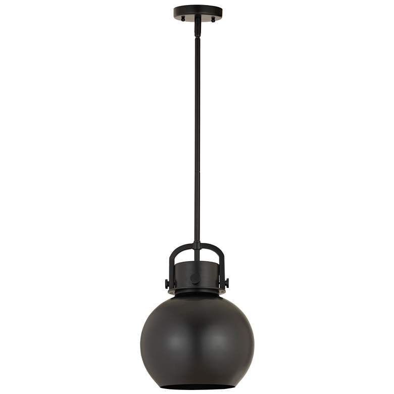 Image 1 Newton Metal Sphere 10"W Matte Black Stem Hung Pendant w/ Matte Black