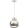 Newton Metal Sphere 10"W Polished Nickel Corded Pendant w/ Nickel Shad