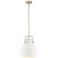 Newton Metal Sphere 10"W Satin Nickel Stemmed Pendant w/ Matte White S