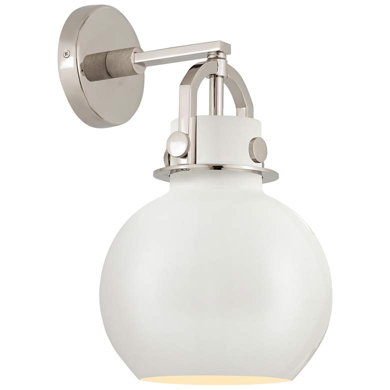 Image 1 Newton Metal Sphere 14.25" High Polished Nickel Sconce w/ Matte White