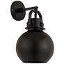 Newton Metal Sphere 14" High Matte Black Sconce w/ Matte Black Metal S