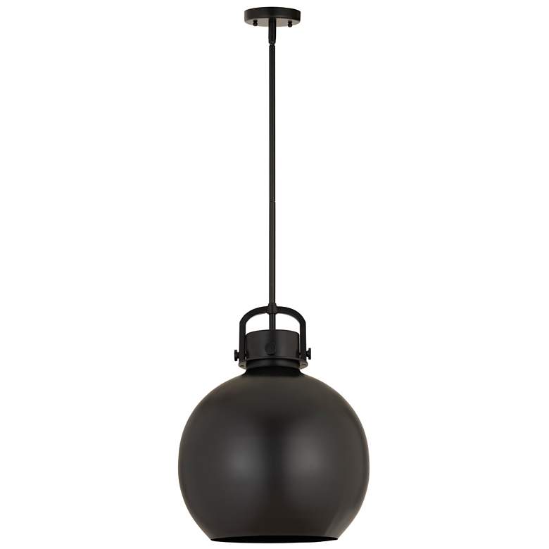 Image 1 Newton Metal Sphere 14"W Matte Black Stem Hung Pendant w/ Matte Black