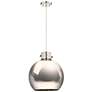 Newton Metal Sphere 14"W Polished Nickel Cord Pendant w/ Nickel Shade