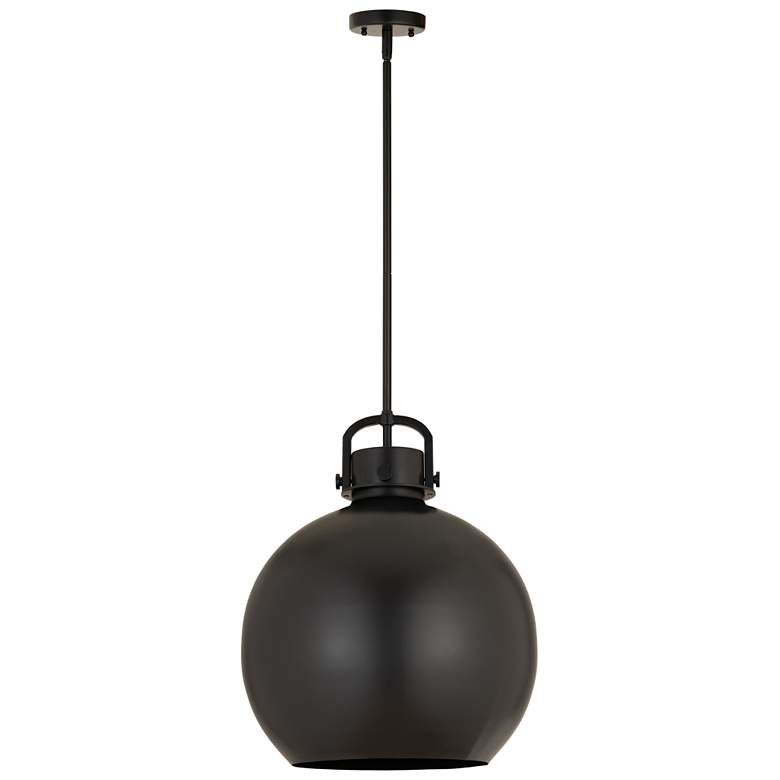 Image 1 Newton Metal Sphere 16"W Matte Black Stem Hung Pendant w/ Matte Black
