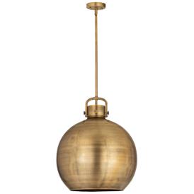 Newton Metal Sphere 18"W Brushed Brass Stemmed Pendant w/ Brass Shade Newton Metal Sphere 18"W Brushed Brass Stemmed Pendant w/ Brass Shade