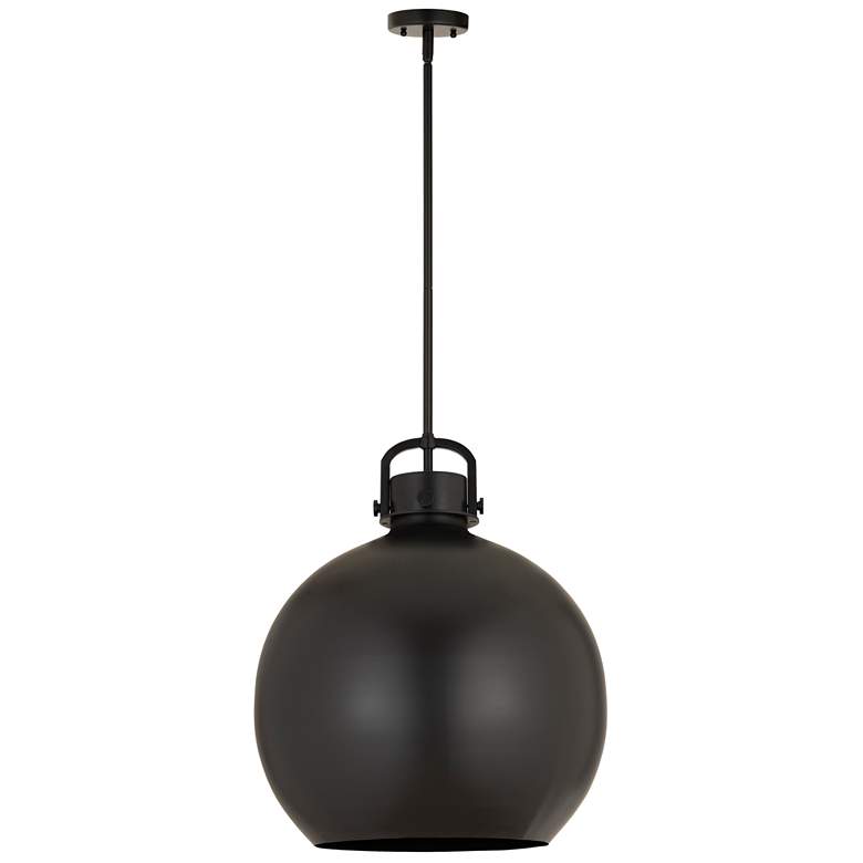 Image 1 Newton Metal Sphere 18"W Matte Black Stem Hung Pendant w/ Matte Black
