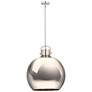 Newton Metal Sphere 18"W Polished Nickel Stemmed Pendant w/ Nickel Sha
