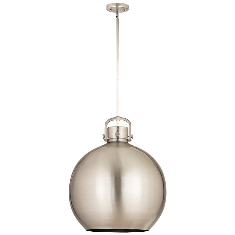 Image 1 Newton Metal Sphere 18"W Satin Nickel Stemmed Pendant w/ Satin Nickel