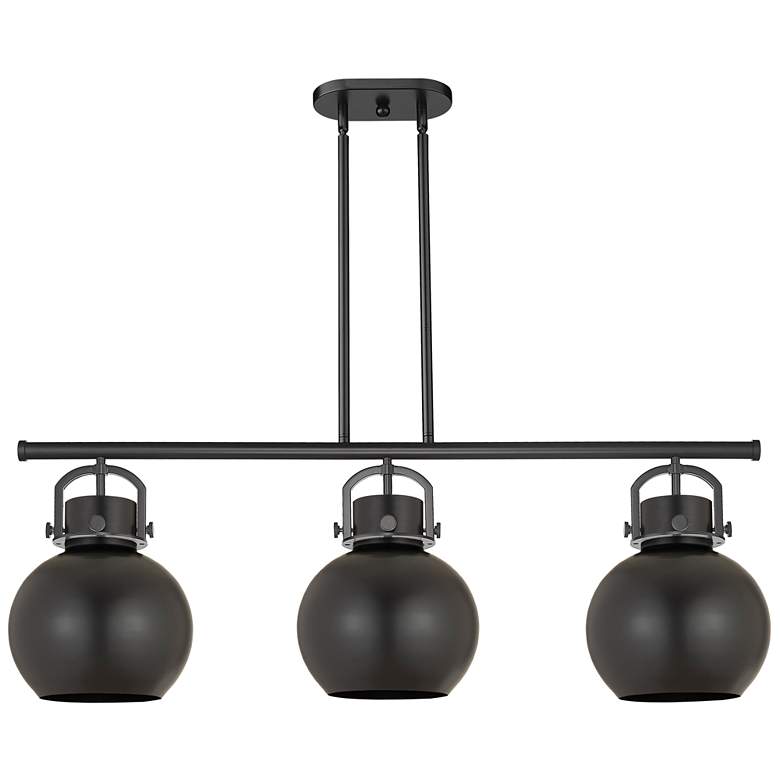 Image 1 Newton Metal Sphere 42"W 3 Light Matte Black Stem Island Light