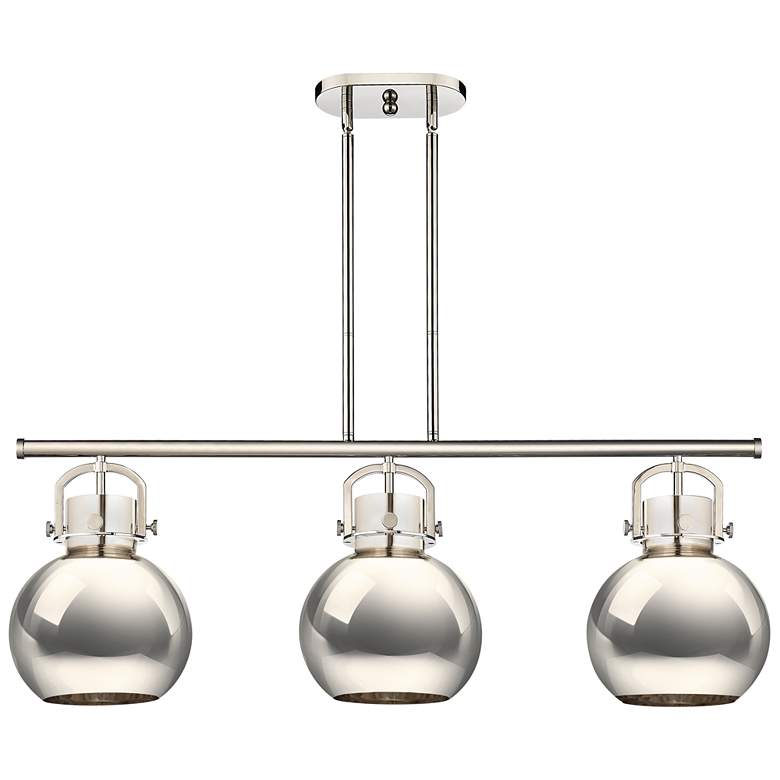 Image 1 Newton Metal Sphere 42"W 3 Light Polished Nickel Stem Island Light