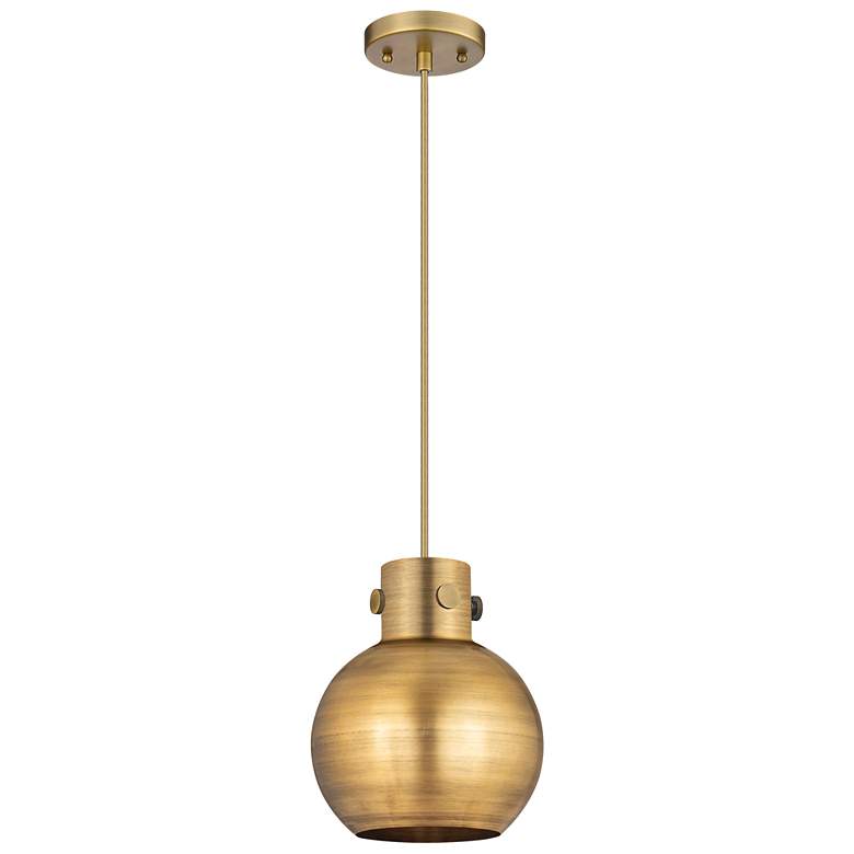Image 1 Newton Metal Sphere 8"W Brushed Brass Corded Pendant w/ Brushed Brass
