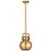 Newton Metal Sphere 8"W Brushed Brass Stemmed Pendant w/ Brass Shade