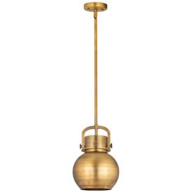 Newton Metal Sphere 8"W Brushed Brass Stemmed Pendant w/ Brass Shade Newton Metal Sphere 8"W Brushed Brass Stemmed Pendant w/ Brass Shade