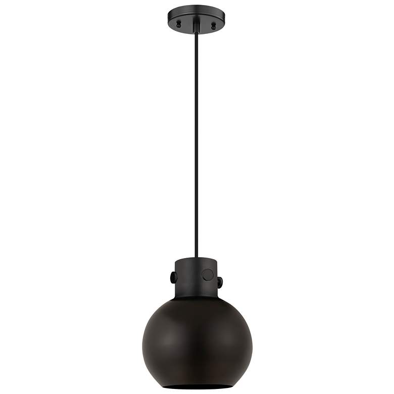 Image 1 Newton Metal Sphere 8"W Matte Black Cord Hung Pendant w/ Matte Black S