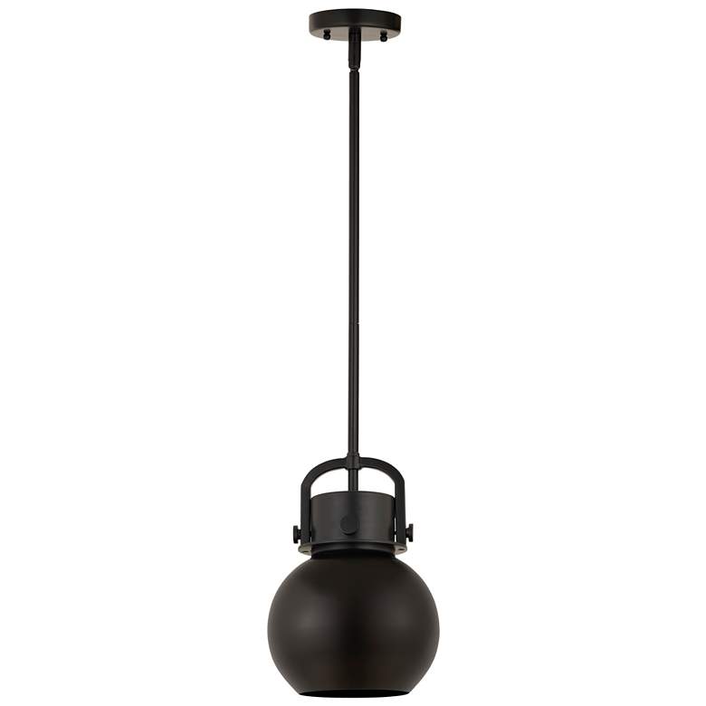 Image 1 Newton Metal Sphere 8"W Matte Black Stem Hung Pendant w/ Matte Black S