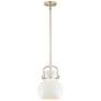 Newton Metal Sphere 8"W Satin Nickel Stemmed Pendant w/ Matte White Sh