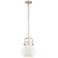 Newton Metal Sphere 8"W Satin Nickel Stemmed Pendant w/ Matte White Sh