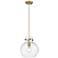Newton Sphere 10" Wide Cord Hung Brushed Brass Pendant With Clear Shad
