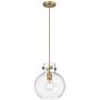 Newton Sphere 10" Wide Cord Hung Brushed Brass Pendant With Clear Shad
