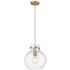 Newton Sphere 10" Wide Cord Hung Brushed Brass Pendant With Clear Shad