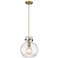 Newton Sphere 10" Wide Cord Hung Brushed Brass Pendant With Seedy Shad