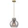 Newton Sphere 10" Wide Cord Hung Brushed Brass Pendant With Smoke Shad