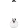 Newton Sphere 10" Wide Cord Hung Matte Black Pendant With Clear Shade