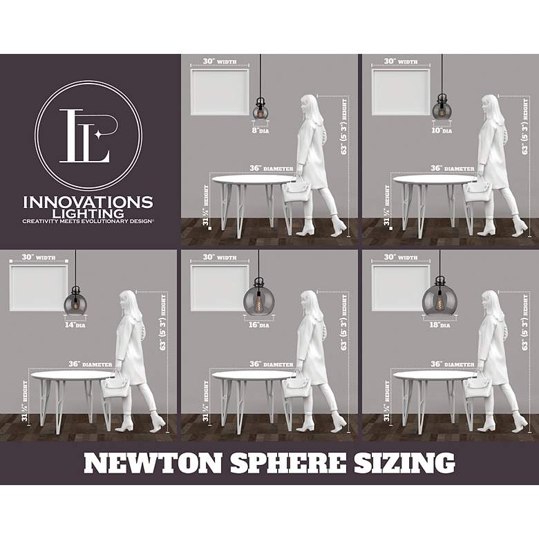 Image 3 Newton Sphere 10" Wide Cord Hung Matte Black Pendant With Clear Shade more views