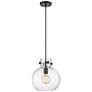 Newton Sphere 10" Wide Cord Hung Matte Black Pendant With Seedy Shade