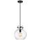 Newton Sphere 10" Wide Cord Hung Matte Black Pendant With Seedy Shade