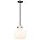 Newton Sphere 10" Wide Cord Hung Matte Black Pendant With White Shade