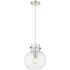 Newton Sphere 10" Wide Cord Hung Polished Nickel Pendant With Clear Sh