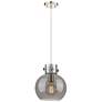 Newton Sphere 10" Wide Cord Hung Polished Nickel Pendant With Smoke Sh