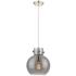 Newton Sphere 10" Wide Cord Hung Polished Nickel Pendant With Smoke Sh