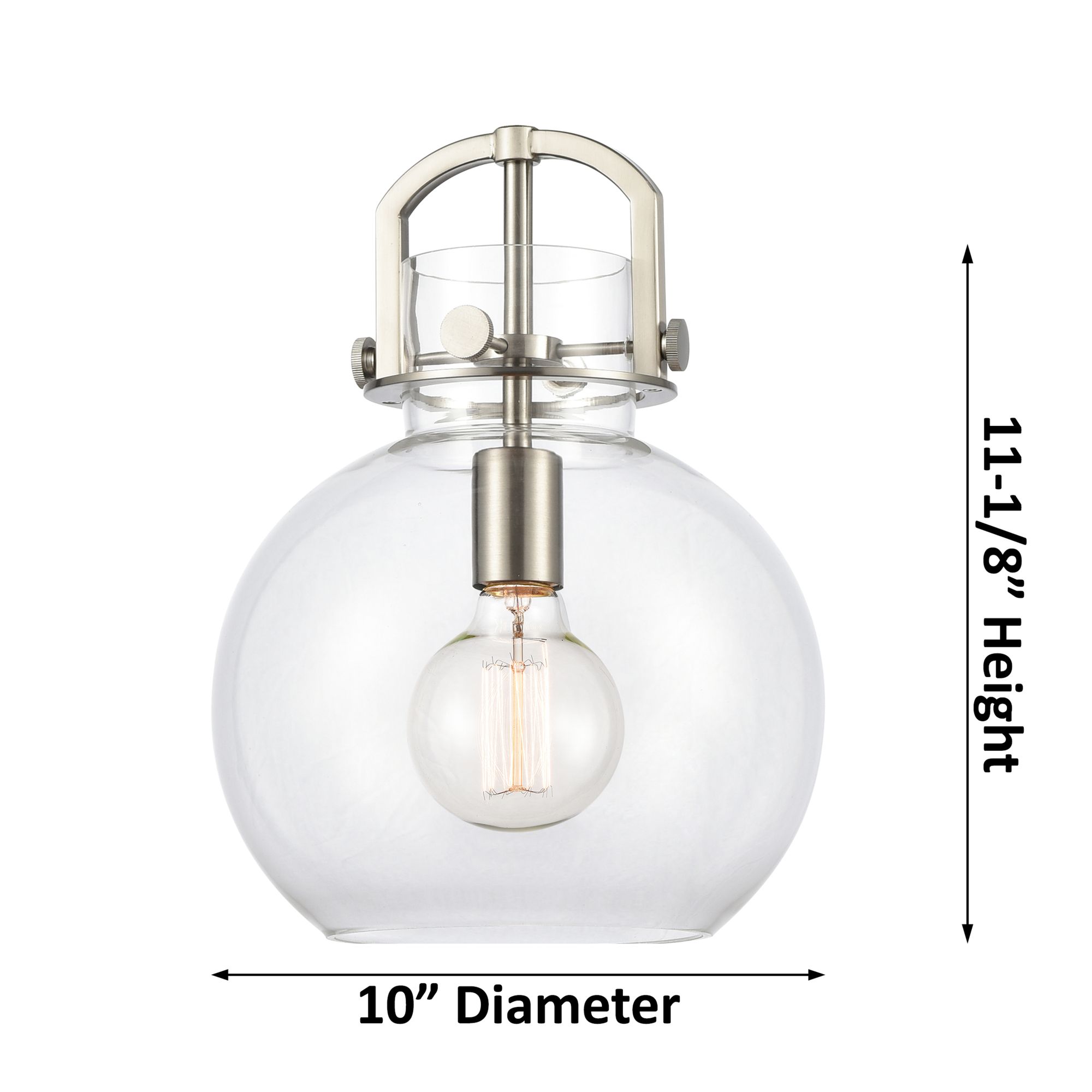 Image 4 Newton Sphere 10" Wide Cord Hung Polished Nickel Pendant With Smoke Sh more views