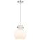 Newton Sphere 10" Wide Cord Hung Polished Nickel Pendant With White Sh